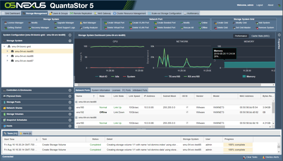 QuantaStor web management interface