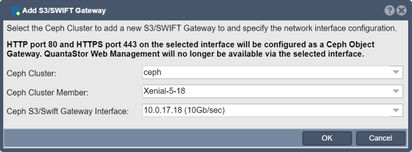 Add a new S3/SWIFT Gateway to a Ceph Cluster.