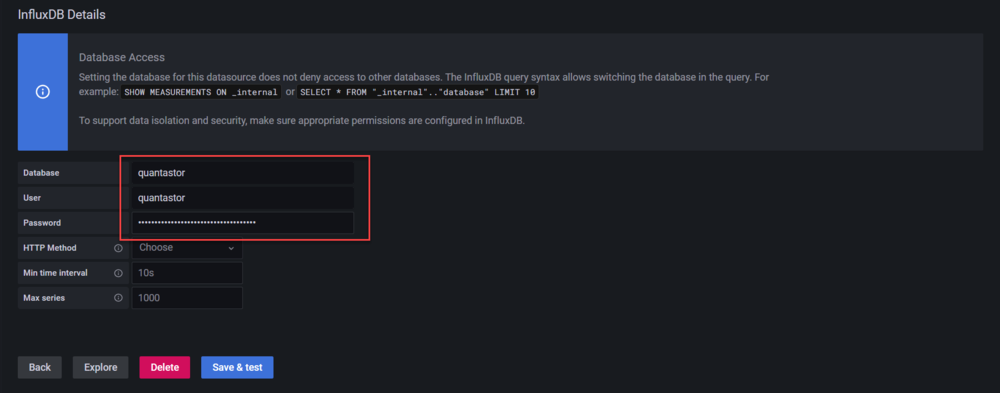 Grafana InfluxDB Details